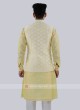 Attractive Light Yellow Color Nehru Jacket Suit